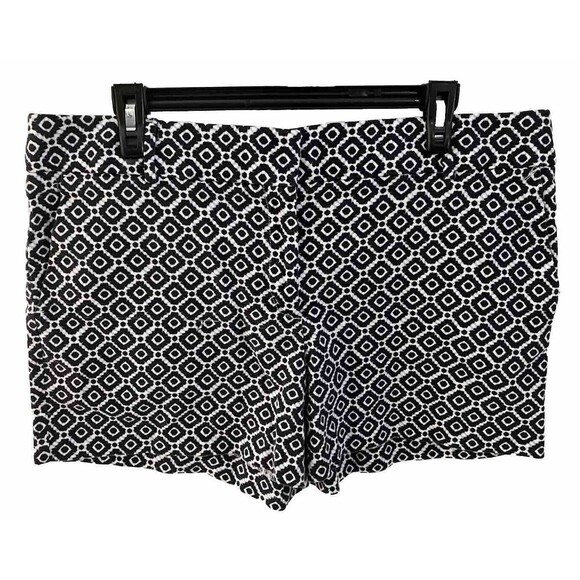 Loft Short Shorts Size 12 Navy Blue Argyle Diamond Zip - Picture 1 of 3